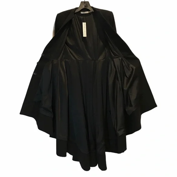 ALICE+OLIVIA new Alcina Black High-Low Tailored Pleated Luxury Dress Trench Coat - Picture 8 of 17